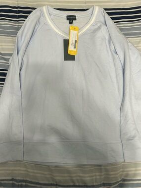 Light Blue V-Neck Pullover Sweatshirt